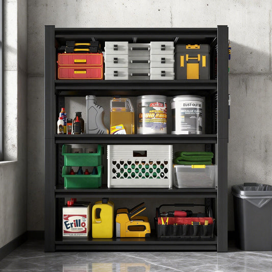 72 H 5-Tier Adjustable Heavy-Duty Shelving With Pegboard, Industrial Storage Rack For Garage, Warehouse, Office, Kitchen - 23.6 D X 47.2 W X 72 H