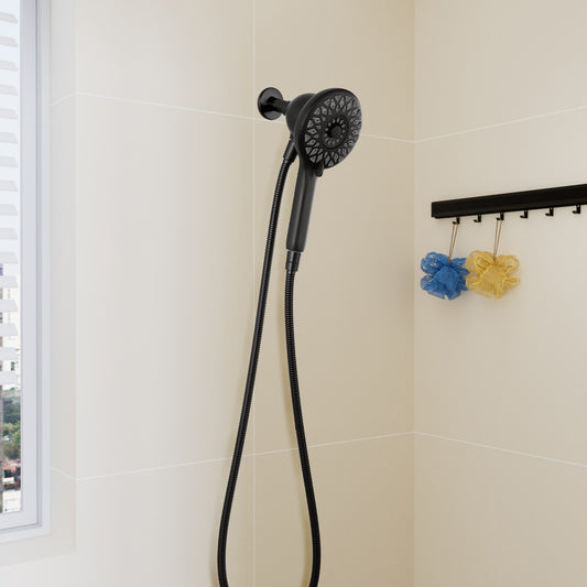 High Pressure Shower Heads 6 Spray Mode, Magnetic Shower Head For Bathroom, Matte Black Handheld Shower With 60 Inch Stainless Steel Hose