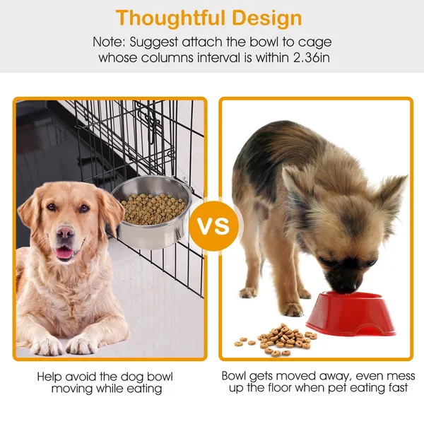Detachable Pet Cage Food Water Bowl With Clamp Holder