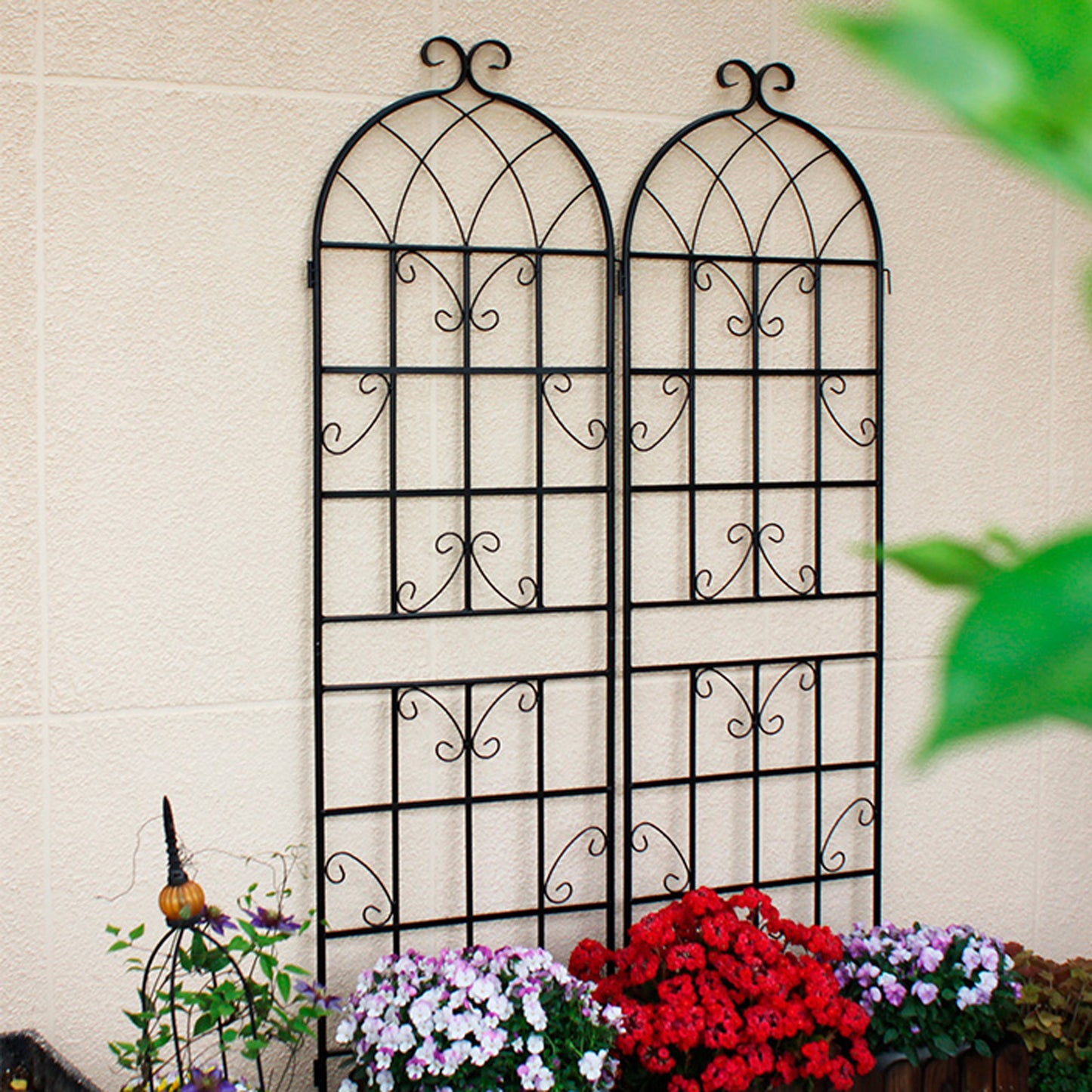 2 Pack Metal Garden Trellis 71  X 19.7  Rustproof Trellis For Climbing Plants Outdoor Flower Support Black