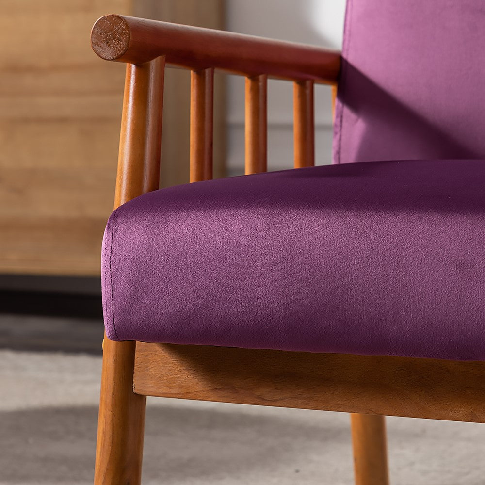 25     Wide Classic Mid-Century Modern Arm Chair, Eggplant