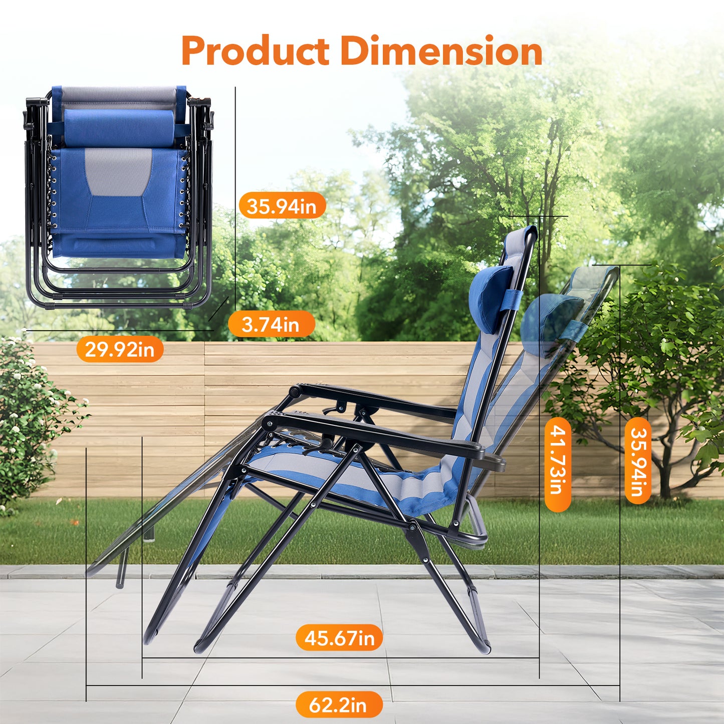 Sleeve-encased Zero-gravity Chair, Heavy-duty Outdoor Recliner, Foldable Anti-gravity Outdoor Leisure Chair