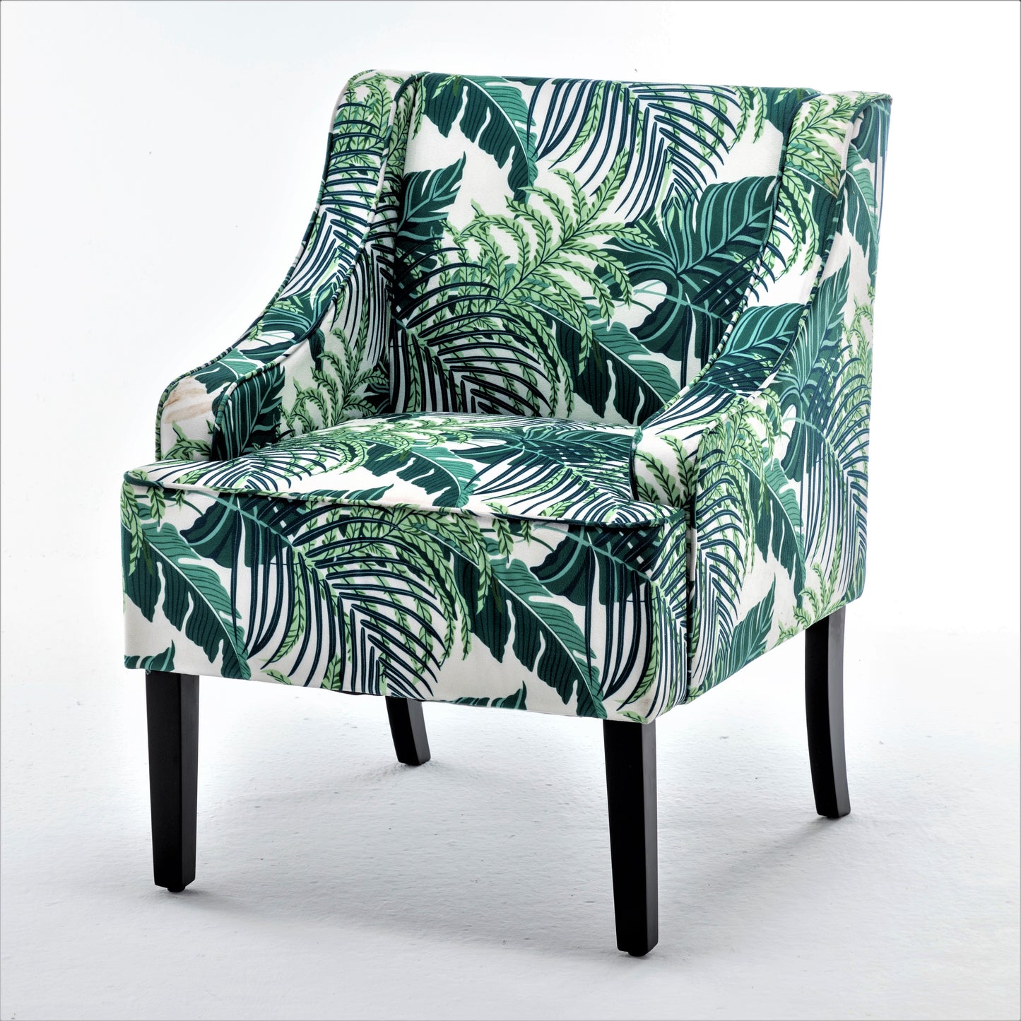 Versatile Upholstered Side Chair, Solid Wood Frame With Recessed Arms, Tapered Front Legs And Flared Back Legs, Foam & Sinuous Springs Cushioned Accent Chair For Entryway Bedroom Dining Room