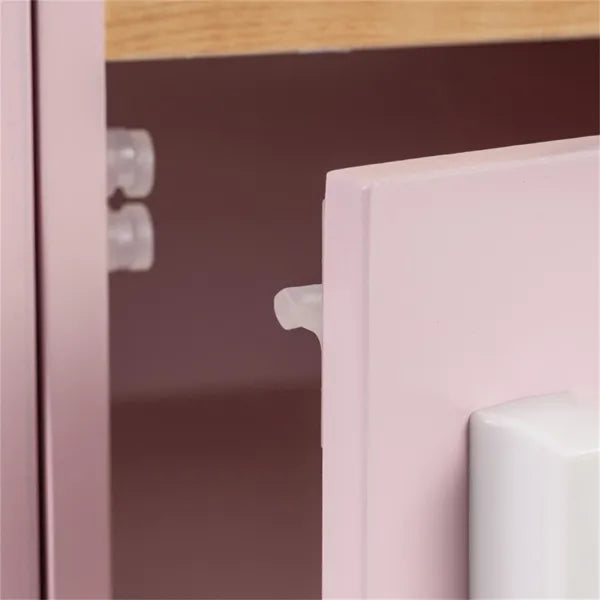 Pink Dual-Sided Kids Play Kitchen With Water Dispenser And Range Hood For 3+ Years Old