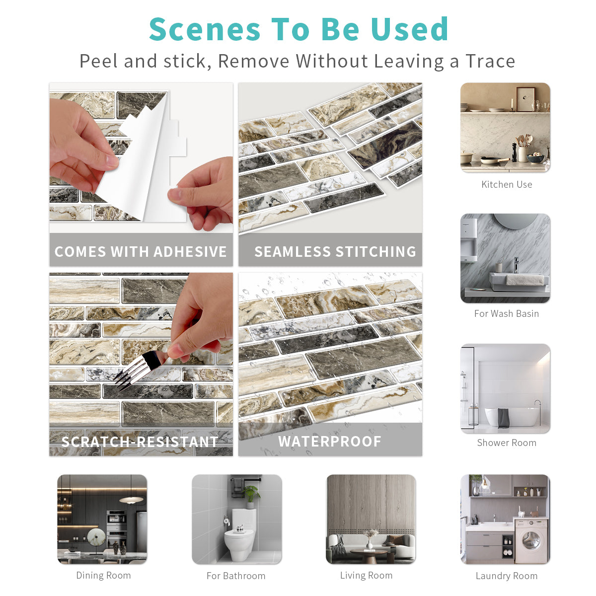 Imitation Marble Pattern Taupe Kitchen Sticker Wallpaper Peel And Stick Self-adhesive Wall Sticker