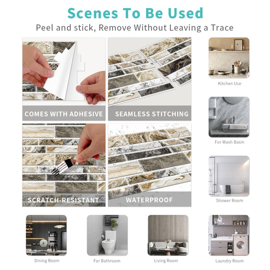 Imitation Marble Pattern Taupe Kitchen Sticker Wallpaper Peel And Stick Self-adhesive Wall Sticker