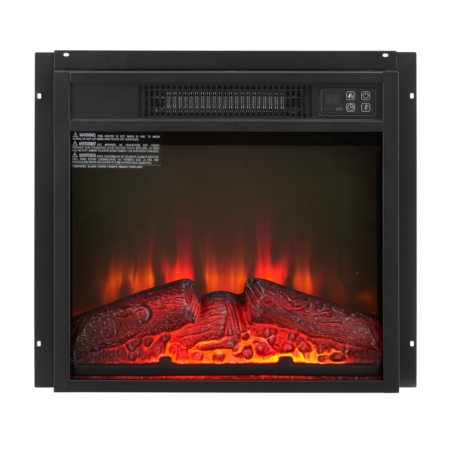 Electric Fireplace Insert 18  1400W 120V ,Equipped With Remote Control, Ultra Thin Heater With Log Set & Realistic Flame - BLACK