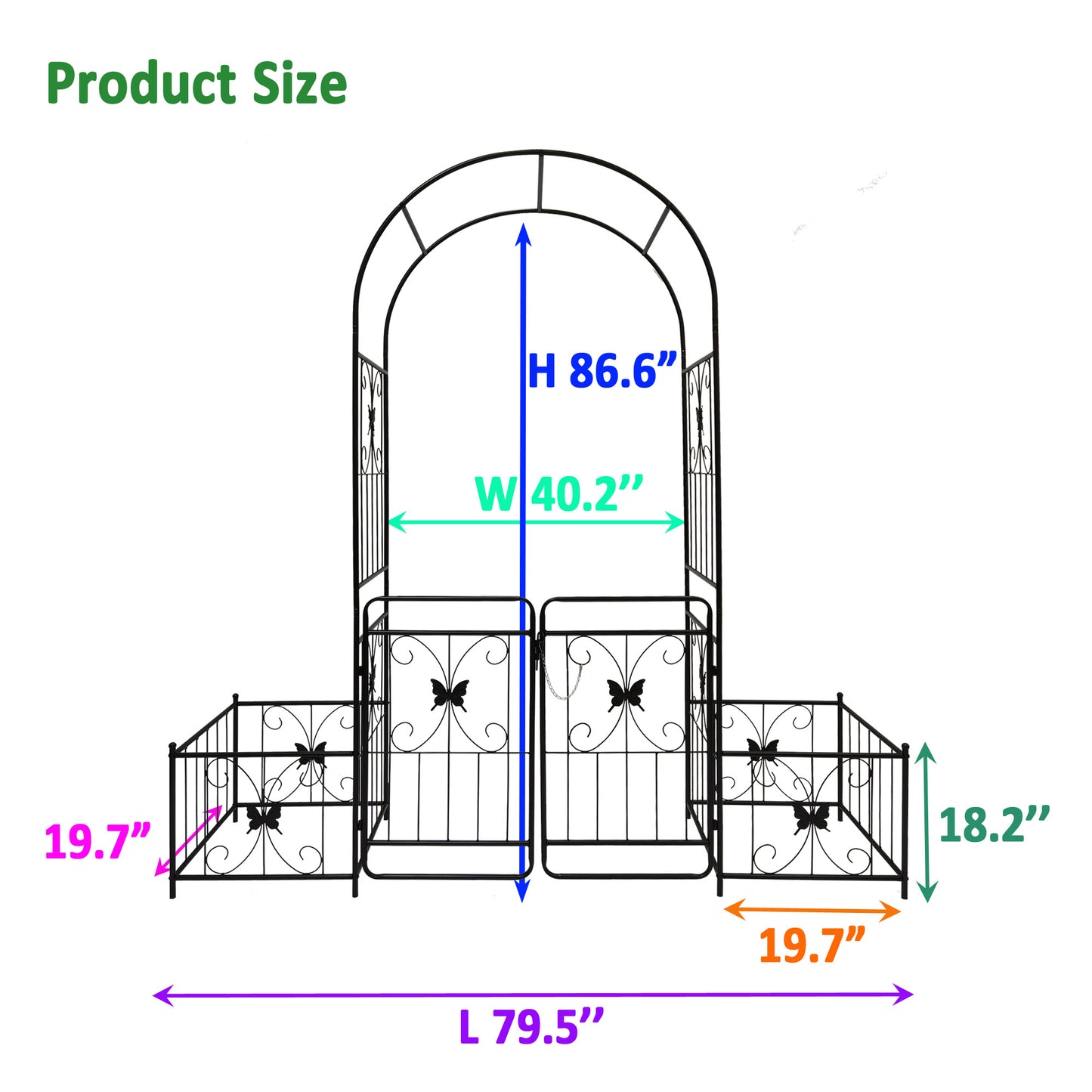 Metal Garden Arch With Gate 79.5  Wide X 86.6  High Climbing Plants Support Rose Arch Outdoor Black