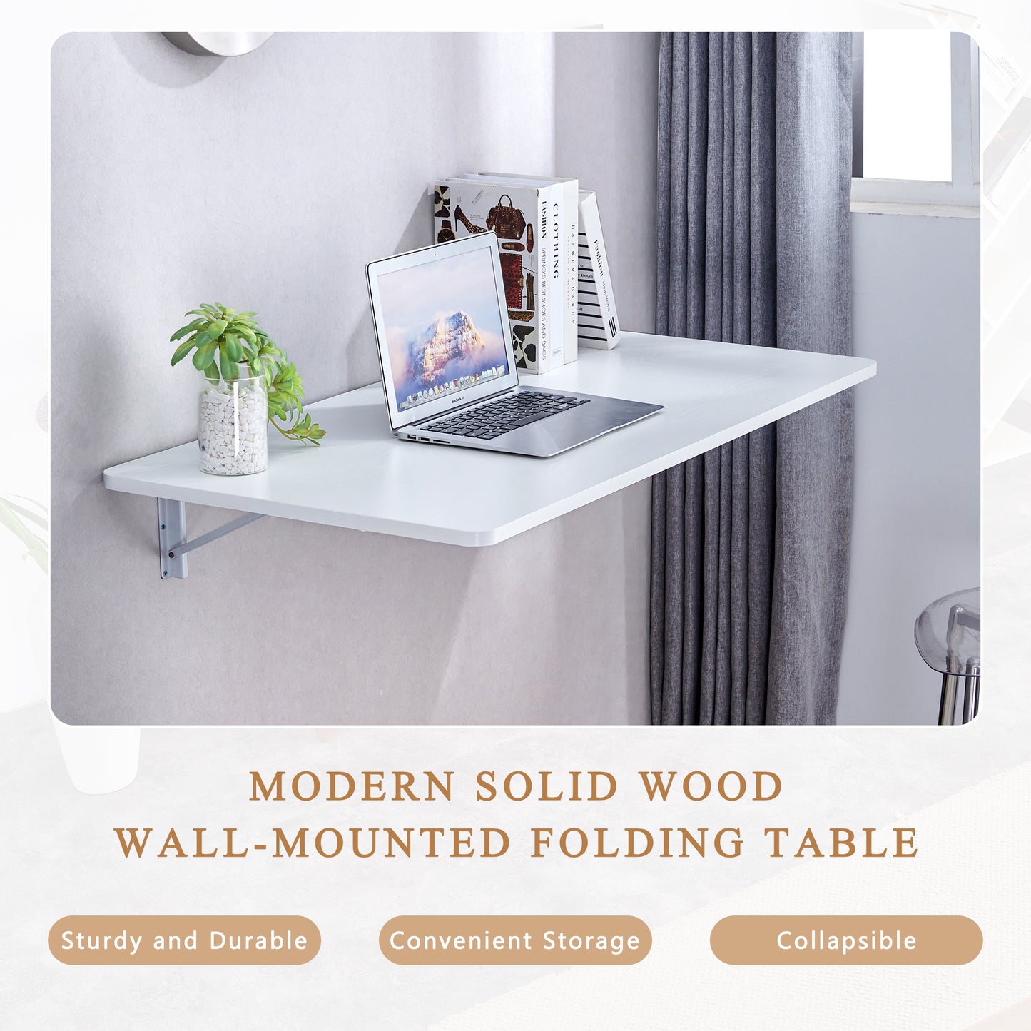 Laundry Room Folding Table Wall Mounted Folding Table For Small Spaces,Fold Down Desk,Workbench,Addition To Garage & Shed Home Office Laundry Room Home Bar Kitchen & Dining Room,45x22x6.5 Inches.