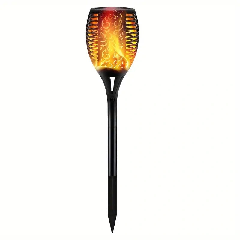 5pcs Solar Powered Garden Lights, Outdoor Solar Pathway Torch Light With Flickering And Dancing Flame Light Landscape Lighting For Christmas Halloween