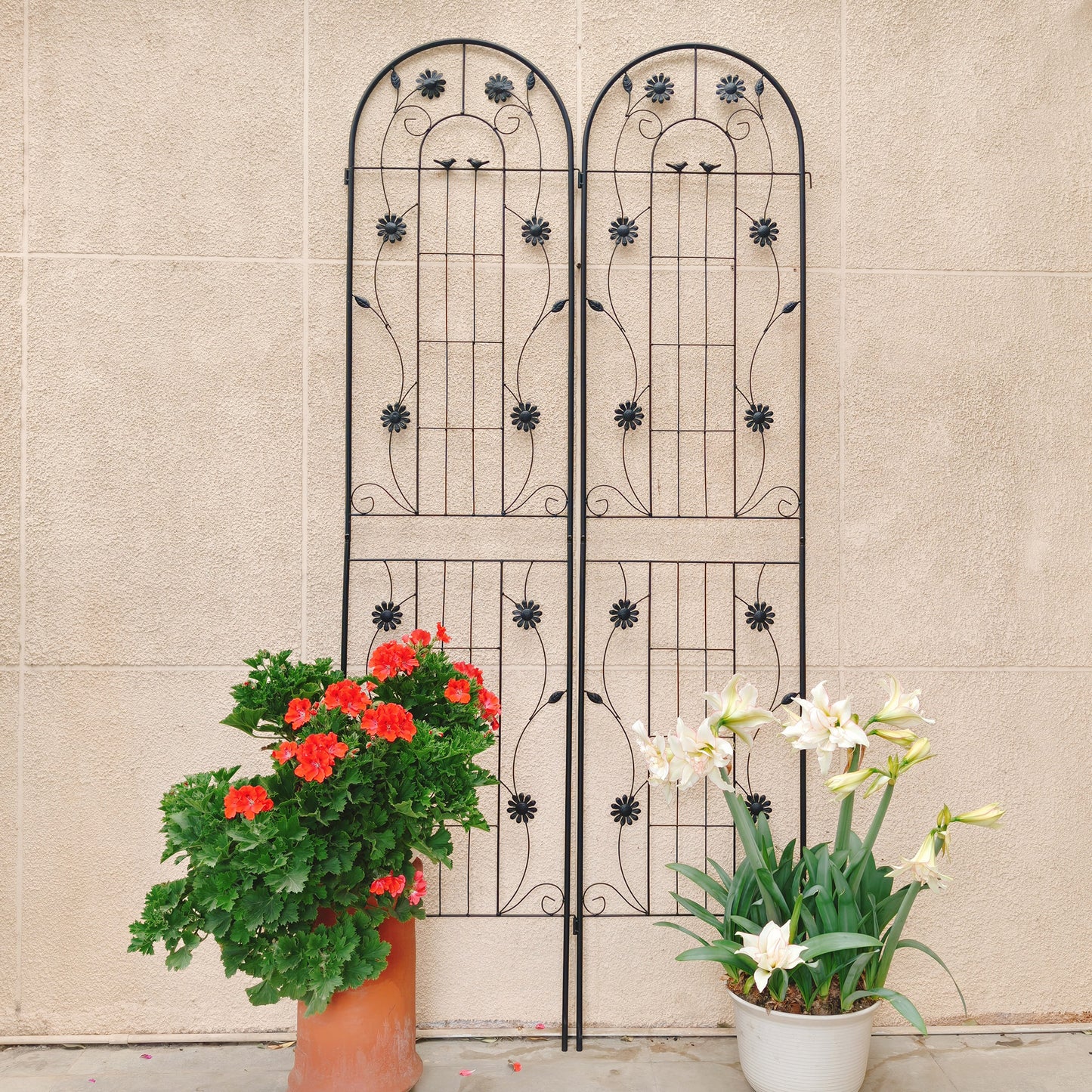 2 Pack Metal Garden Trellis 86.7  X 19.7  Rustproof Trellis For Climbing Plants Outdoor Flower Support Black