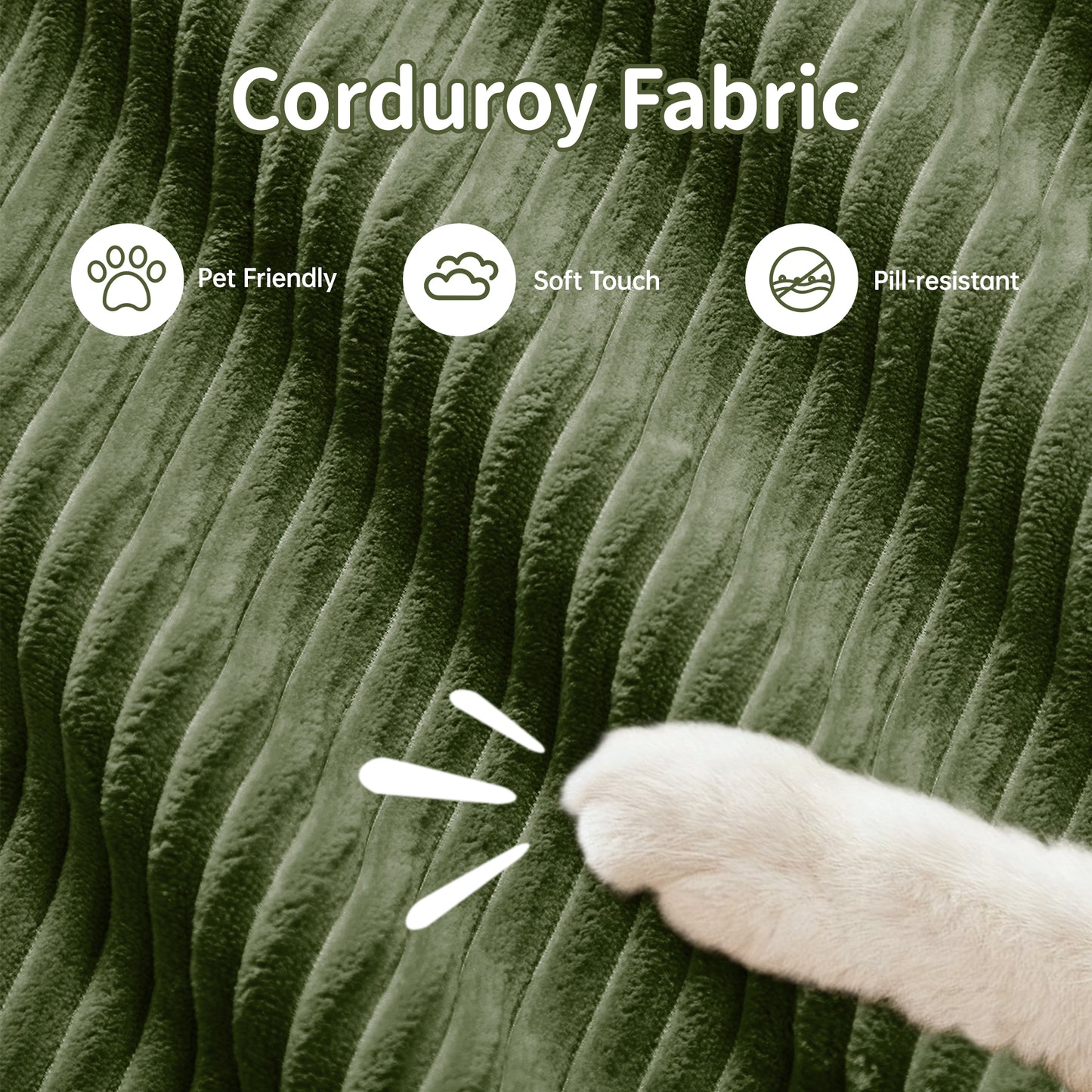 82'' L-shaped Sofa In SoftCorduroy Fabric Fabric Modular Design Multiple Combinations Curved Armrests Assembly Required High-resilience Sponge Suitable For Living Rooms Rest Areas Bedroom,Olive Green