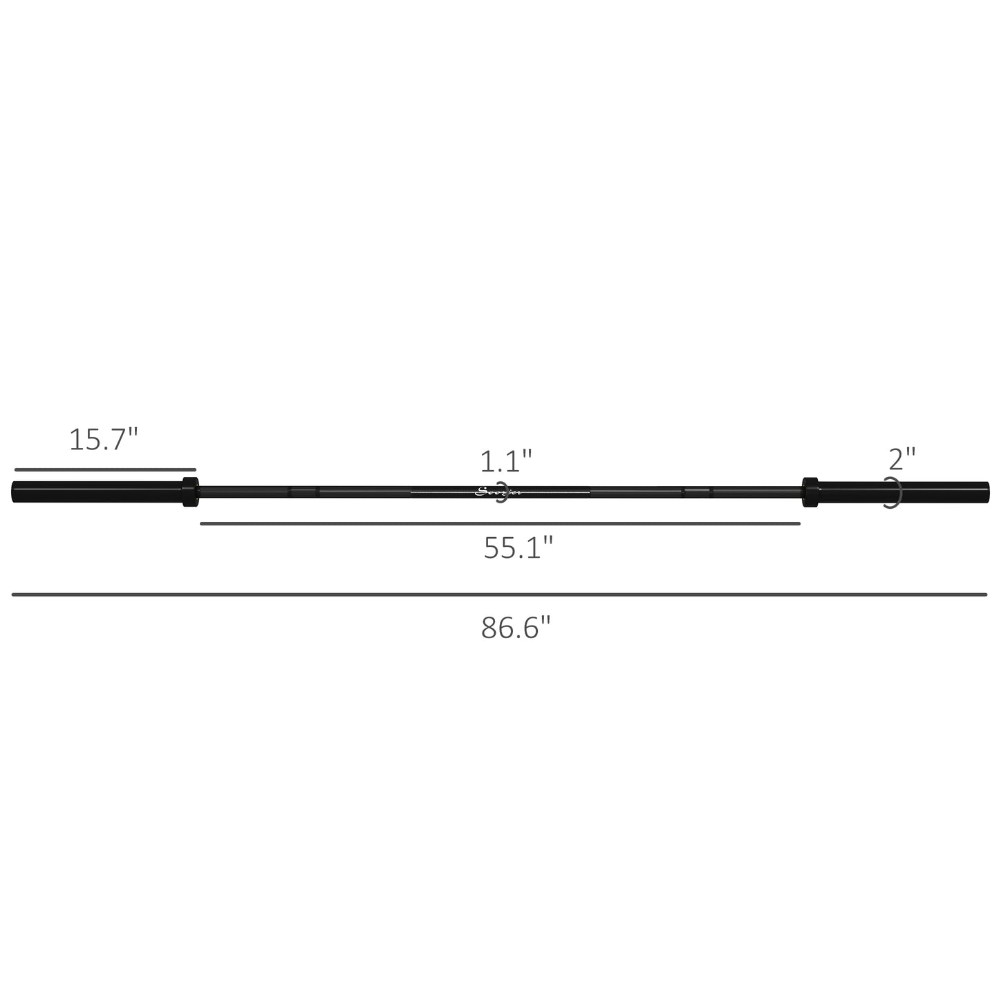 7.2ft Weight Bar, Olympic Bar With Rotating Sleeves, Non-Slip Knurling Grip, 1500lbs Weight Capacity, Black