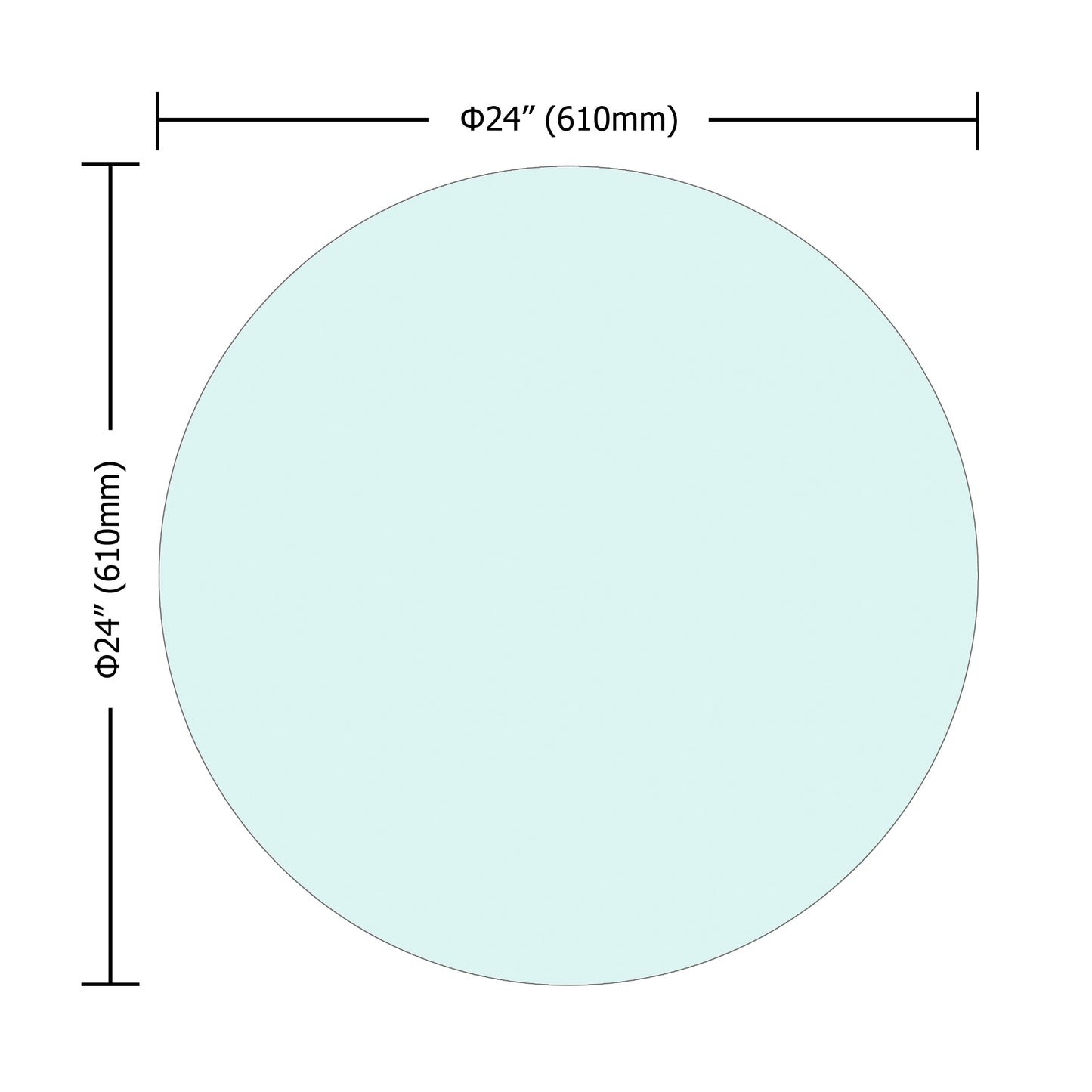 24  Inch Round Tempered Glass Table Top Clear Glass 0.25 Inch Thick Flat Polished Edge