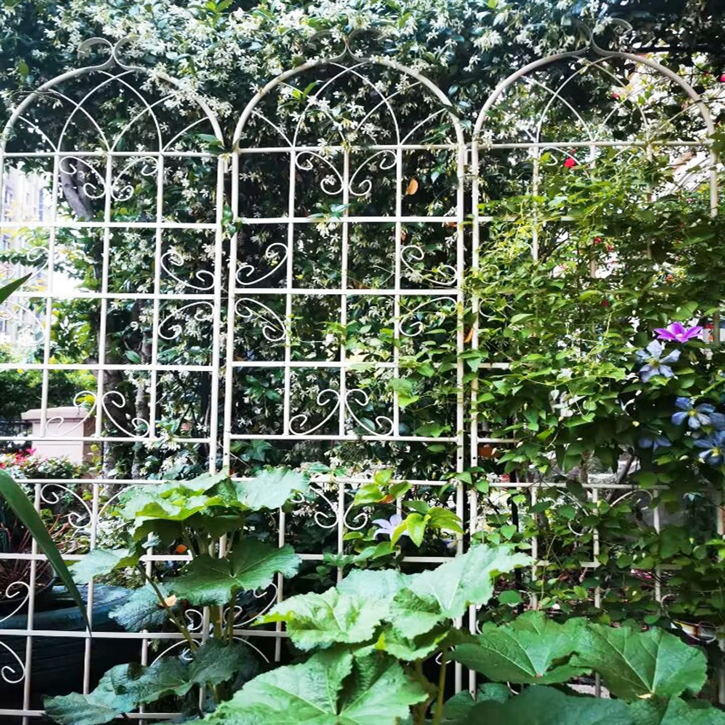 4 Pack Metal Garden Trellis 86.7  X 19.7  Rustproof Trellis For Climbing Plants Outdoor Flower Support Cream White