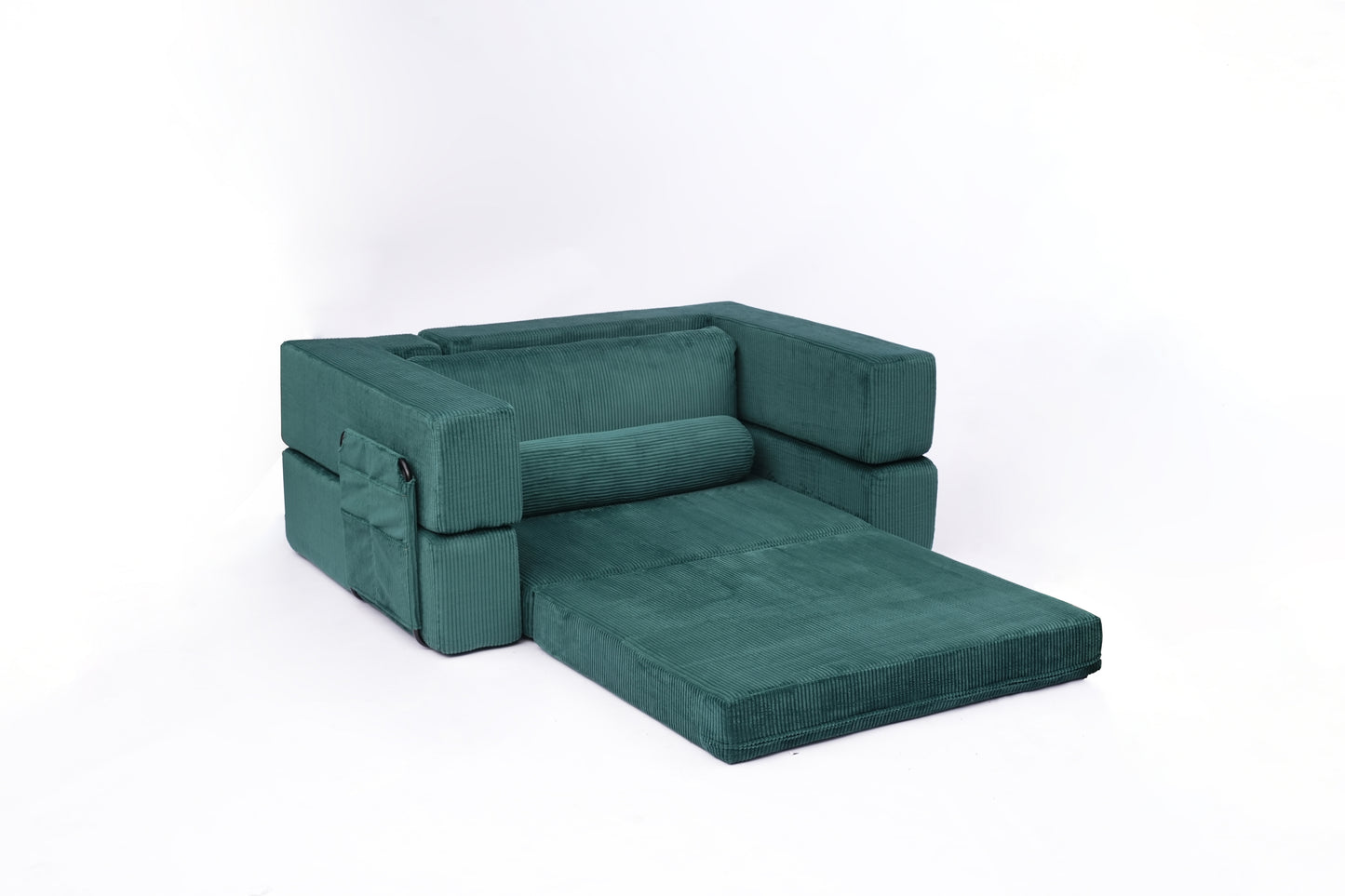 Foldable Castle Sofa Modular PlayCouchfor Living Room & Bedroom Instant Expansion Comfortable &Creative Design Furniture Seater With One Side Seat,Green.
