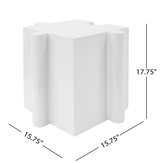3-Piece Artistic Puzzle Table Set,Modular MGO Side Tables With Interlocking Design  2 Convex & 1 Concave , 200lb Capacity For Indoor & Outdoor,White & Black Color