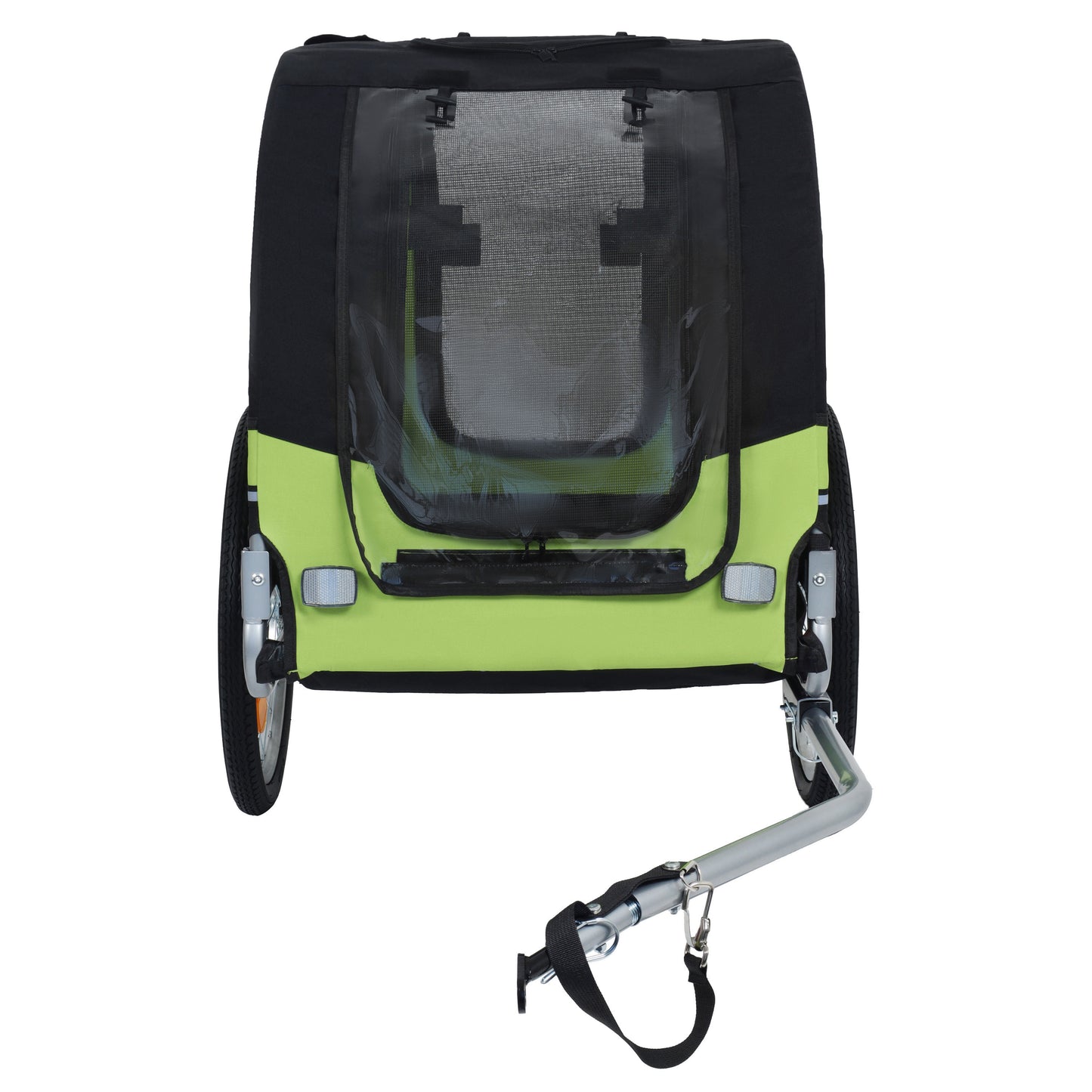 Large Folding Bike Trailer For Dogs - 66LB Capacity All-Terrain Pet Carrier, Durable Steel Frame For Cycling, Jogging, Camping & Outdoor Adventures, Black- Green