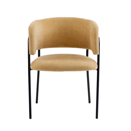 Modern Upholstered Arm Dining Chair Set Of 2-Yellow