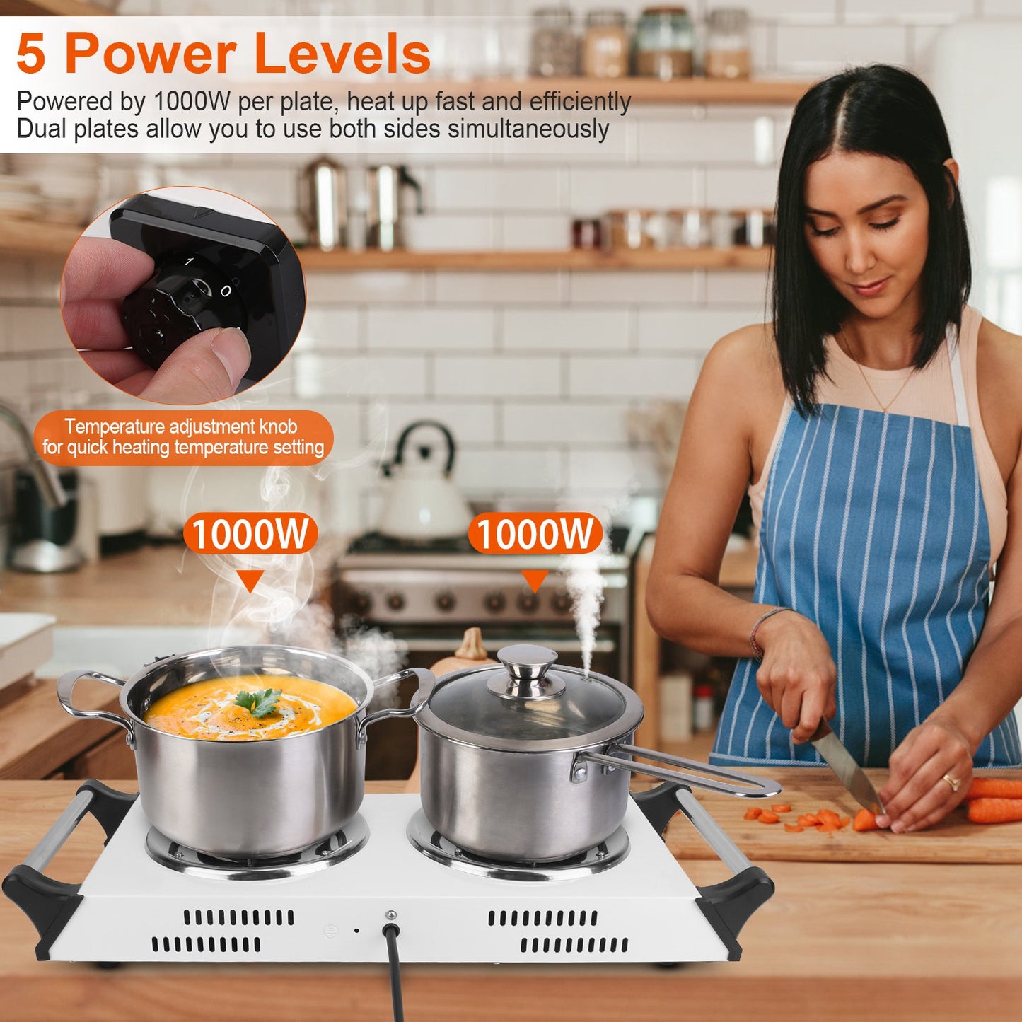 2000 Watt Electric Furnace, Portable Desktop Dual Stove