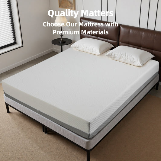10-Inch Queen Mattress  Made In Japan Comfort Home Mattress  Gel-Perforated, 7-Zone, Adjustable Bed-Friendly, Blue-White Cover