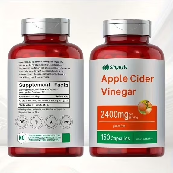 Apple Cider Vinegar Capsules 2400mg - 150 Capsules, Gluten-Free, Digestion & Weight Management Support
