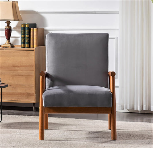 25     Wide Classic Mid-Century Modern Arm Chair, Grey