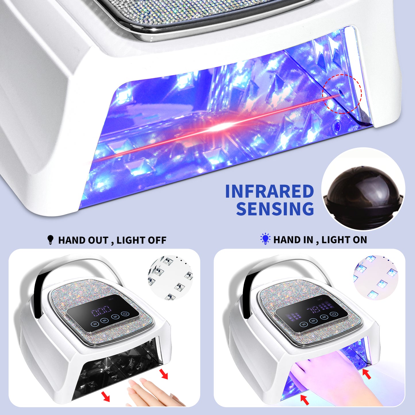 Rechargeable UV LED Nail Lamp, Cordless Nail Lamp For Gel Polish, UV Nail Lamp With 4 Timer Setting And Handle, Professional Nail UV Light For Gel Nails With 30 Beads For Salon And Home