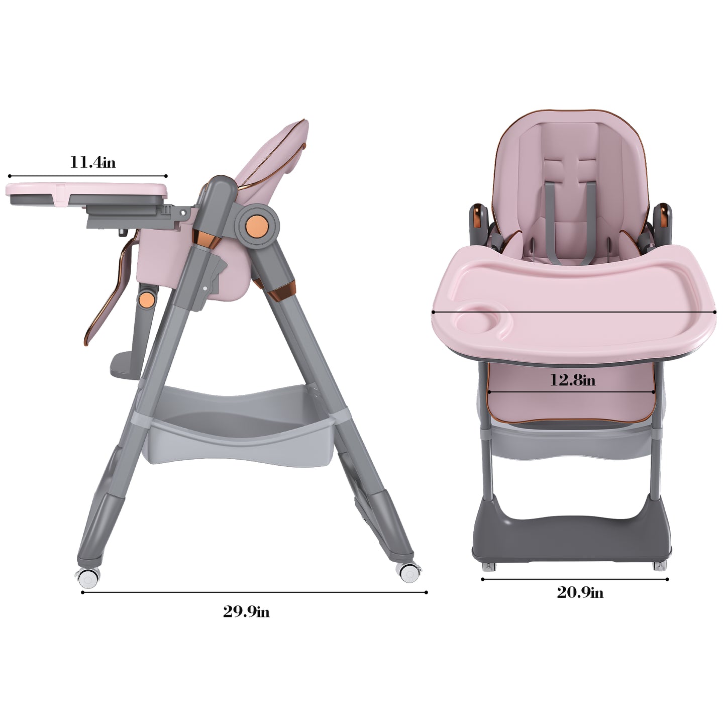 Adjustable Baby High Chair 0-6 Years - Portable Infant Feeding Seat With Safety Belt, Silent Lockable Wheels & Easy-Clean Design For Home, Dining, Living Room, Bedroom