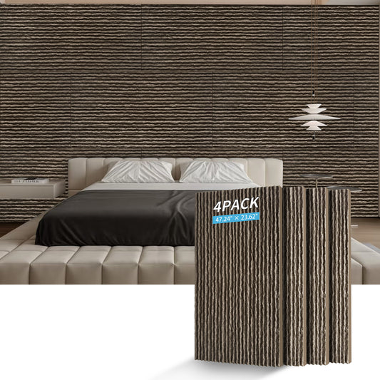 3D Faux Stone Wall Panels, 4 PCS PU Wainscoting Panel For Interior Wall Decor, Flame-resistant & Lightweight & Waterproof,for TV Wall, Office, Living Room, 47.24  X 23.62  Flowing Stone Space Black