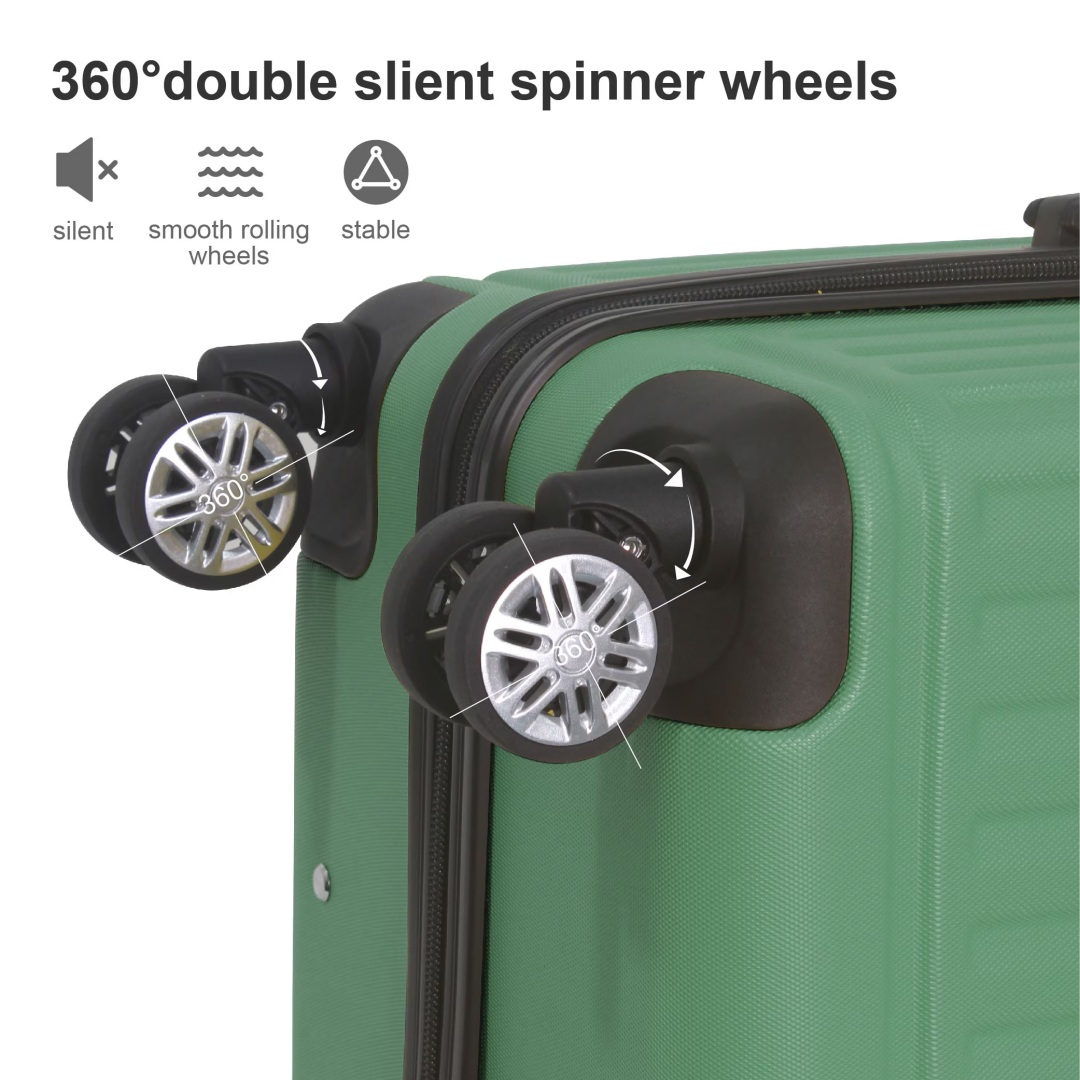 Fruit Green 3-Piece Premium ABS Luggage Set-20 , 24 , And 28  Suitcases With Multi-Position Handle, Silent Spinner Wheels, And TSA-Approved Lock-Durable, Stylish, And Spacious Travel Gear