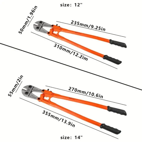 Heavy-Duty Mini Bolt Cutter 12' For Cutting Fence, Steel Wire, Small Chain, Screws, And Rivet, With Soft Grip Rubber Ergonomic Handle Cutters
