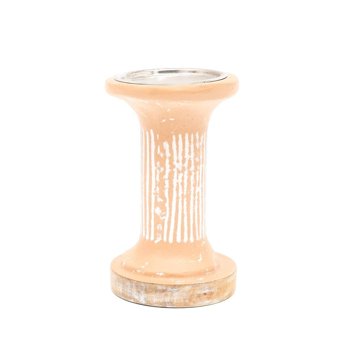 Brown EcoMix Pillar Tall Candle Holder -Sustainable Candle Stand For Elegant Lighting-4X4X10