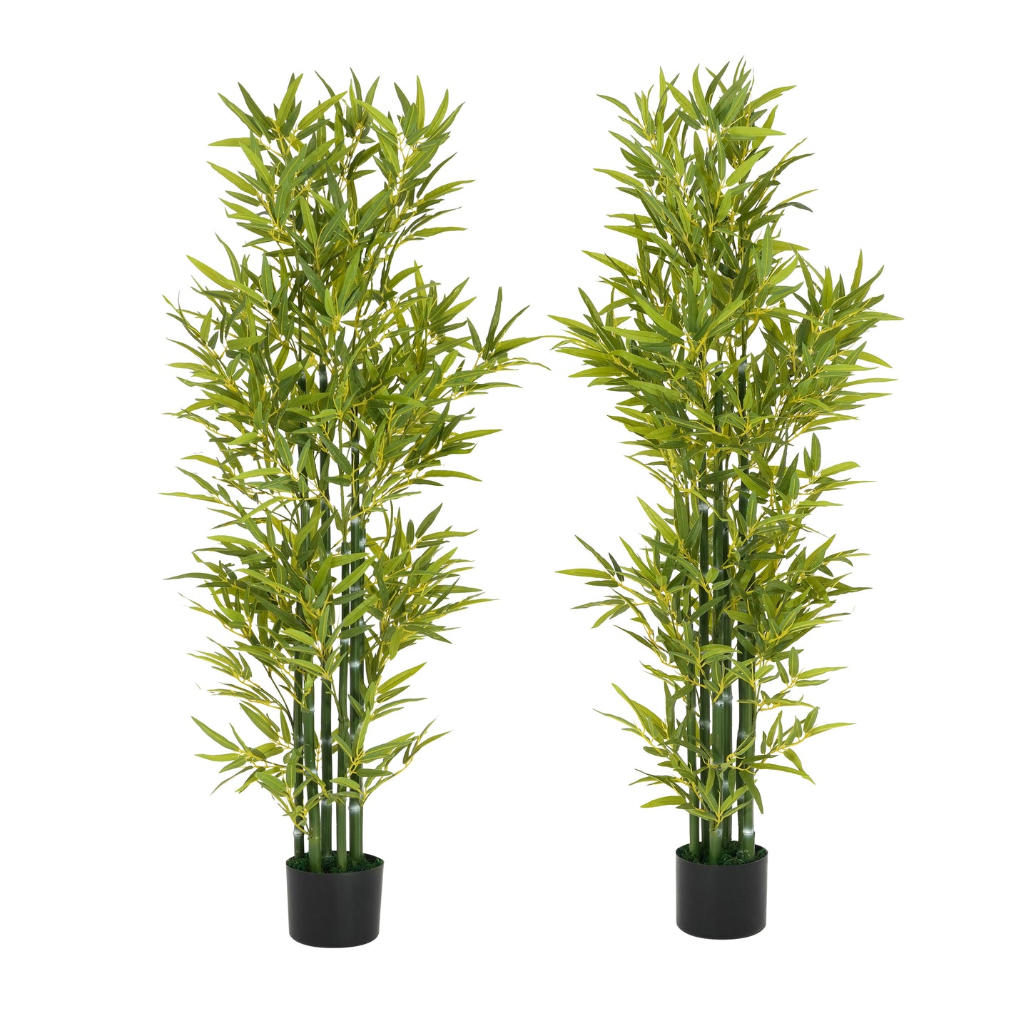 5 Artificial Bamboo With Black Plastic Pot, Set Of 2