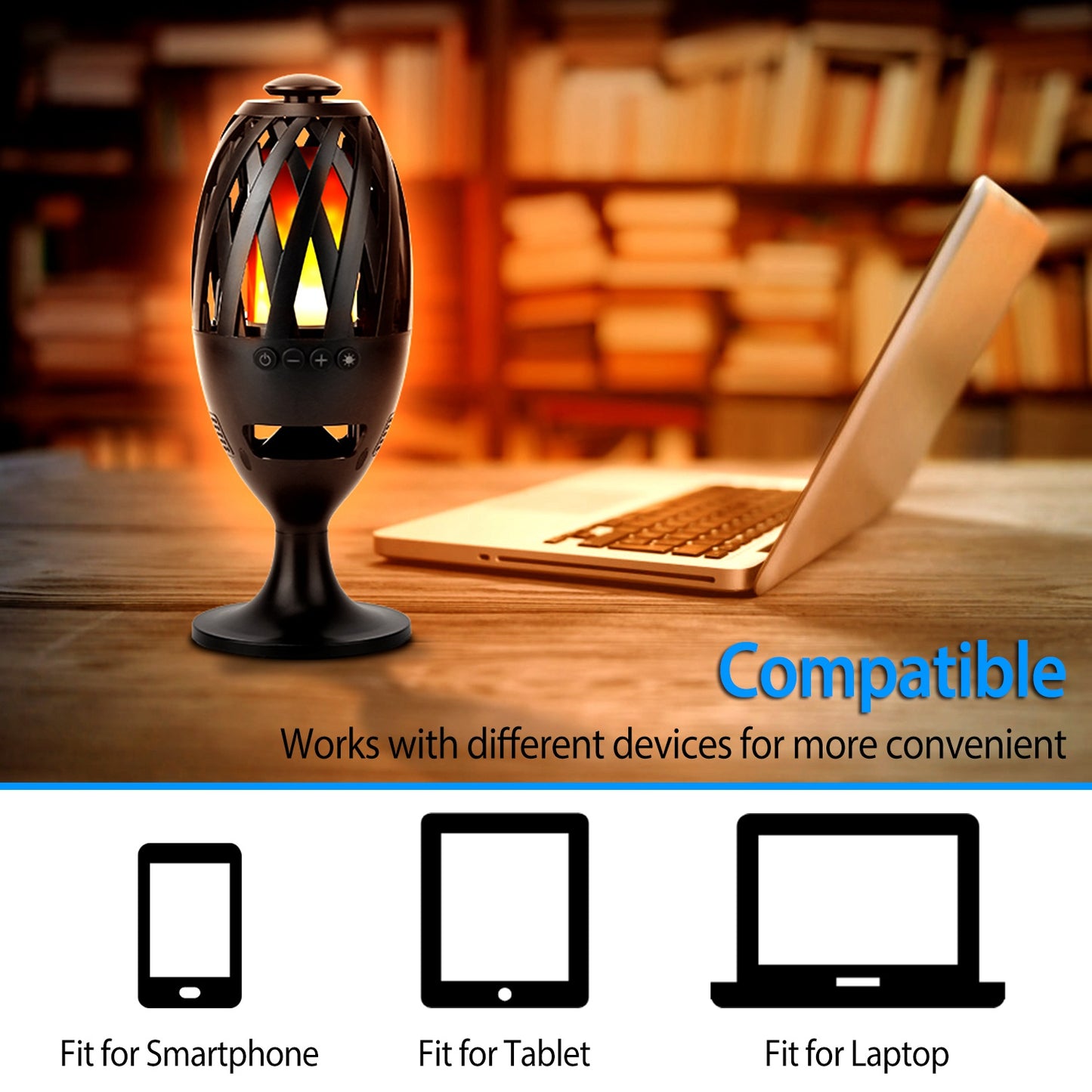 1Pc LED Flame Speakers Torch Wireless Speaker Waterproof Stereo Bass Speaker Outdoor Light-Up Speaker Atmosphere LED Flickers Night Light Patio Stake Lights Lantern For Party Camping