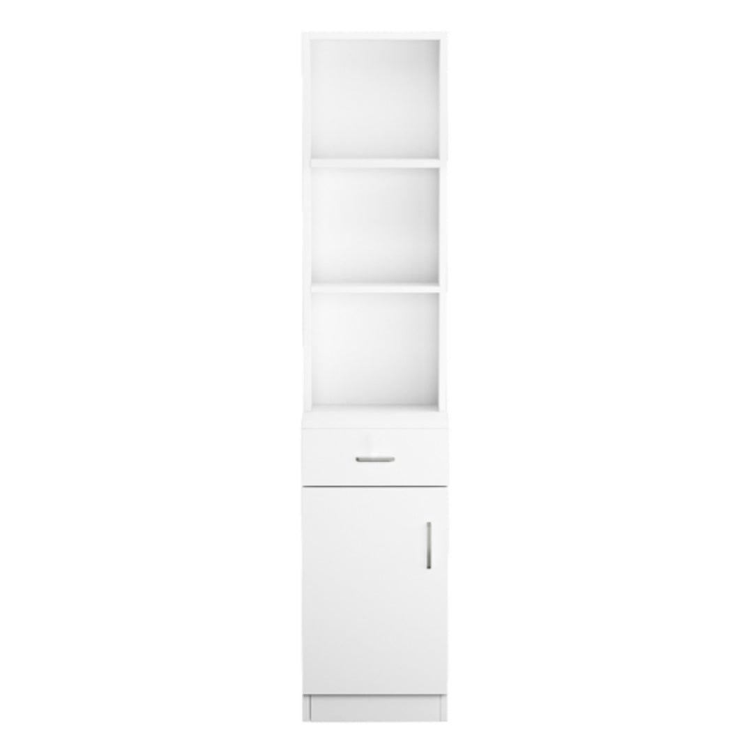 Standing 5 Compartments 1 Drawer 1 Door MDF Barber Cabinet White