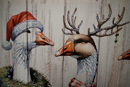 Framed Vintage Duck Wall Art Print, Christmas With Ornaments  Watercolor Canvas Poster Wall Decor, Country Wildlife Bird Illustration For Farmhouse Living Room Kitchen Bedroom Decor 20x28 Inch