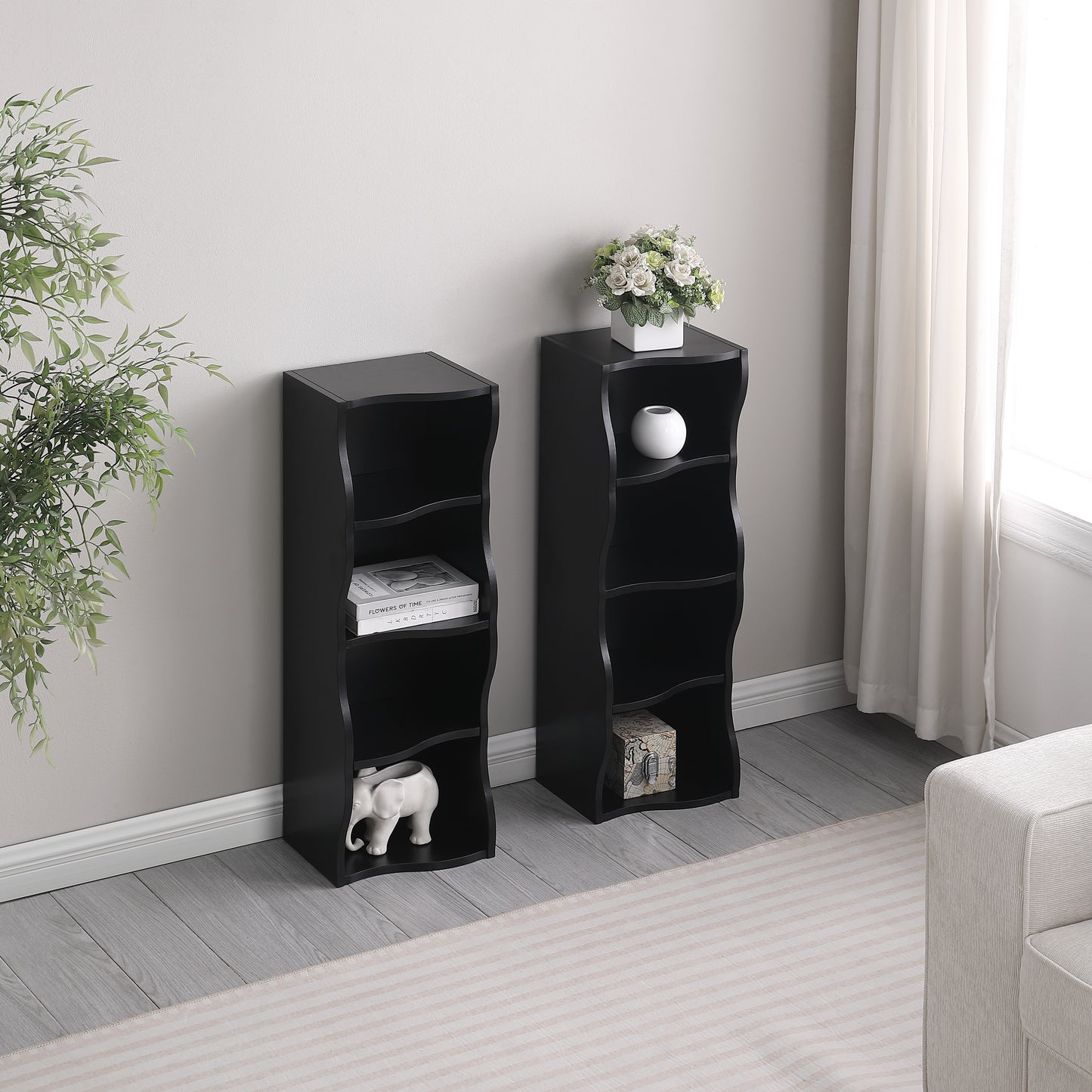 8-layer Adjustable Shelf Ultra-thin Bookshelf With A Wavy Border Design, Which Is More Aesthetically Pleasing, Is Suitable For High And Narrow, Display And Multi-functional Bookshelves In Home Offices