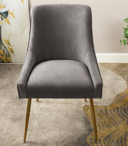 Velvet Dining Chair With Gold Legs, Modern Upholstered Accent Chair, Comfy Side Chair For Kitchen Living Room