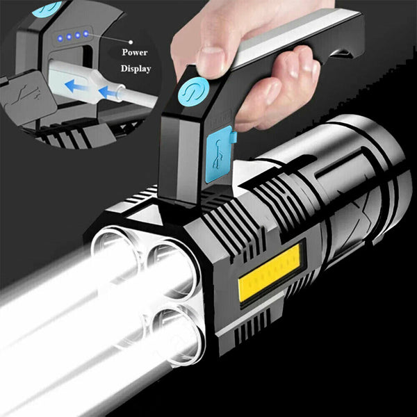USB Rechargeable Handheld LED Flashlight Outdoor Spotlight Searchlight Work Light(Logistics Only For USPS.TK/TMEU Only For Self-pickup)