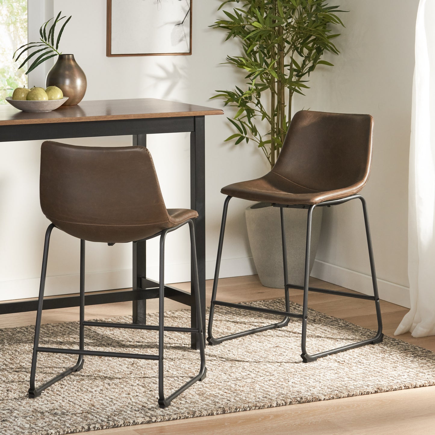 Vintage Style Brown 24-Inch Counter Stool  Set Of 2