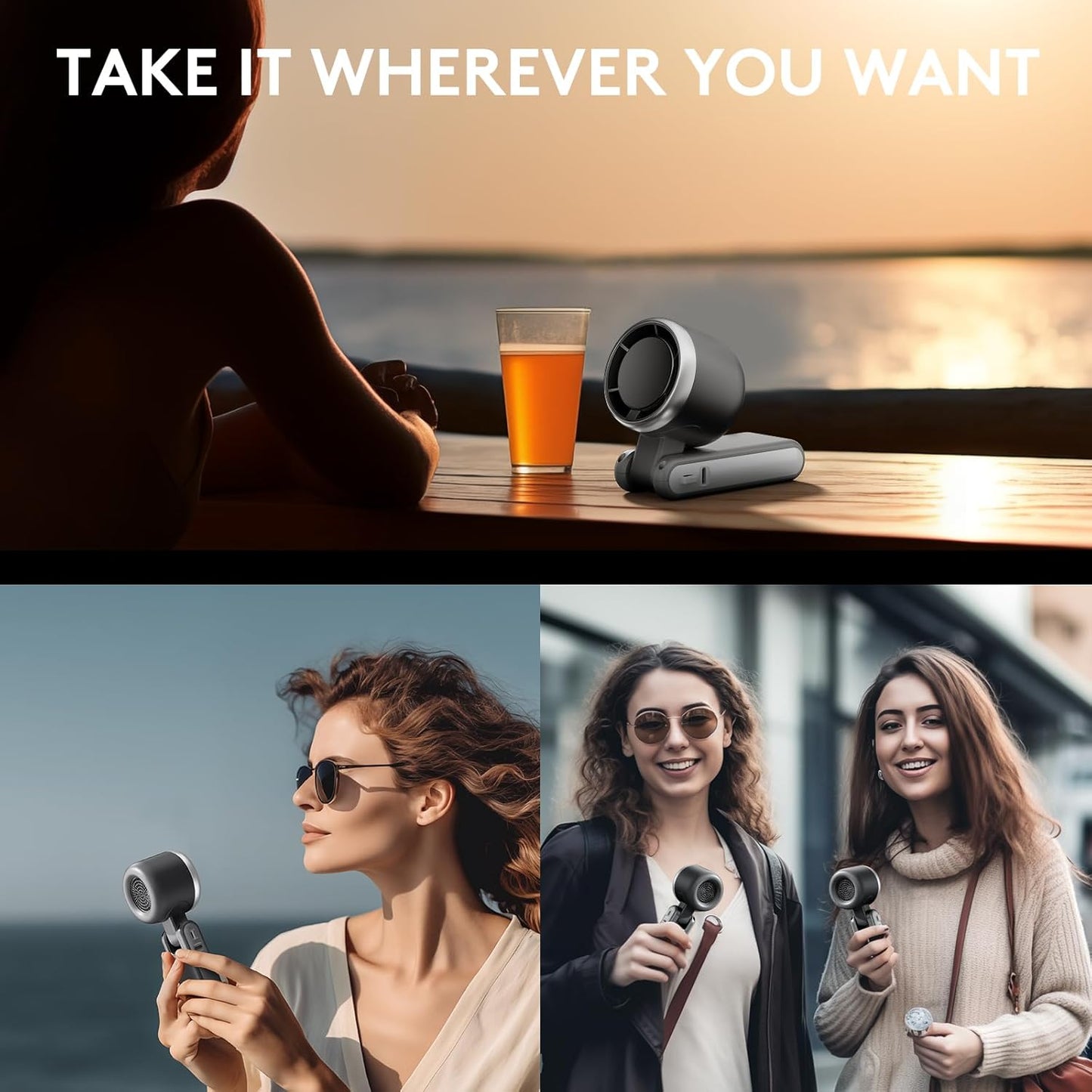 3 IN 1 Portable Handheld Turbo Fan, 5 Gear Wind,5000mAh Battery Operated