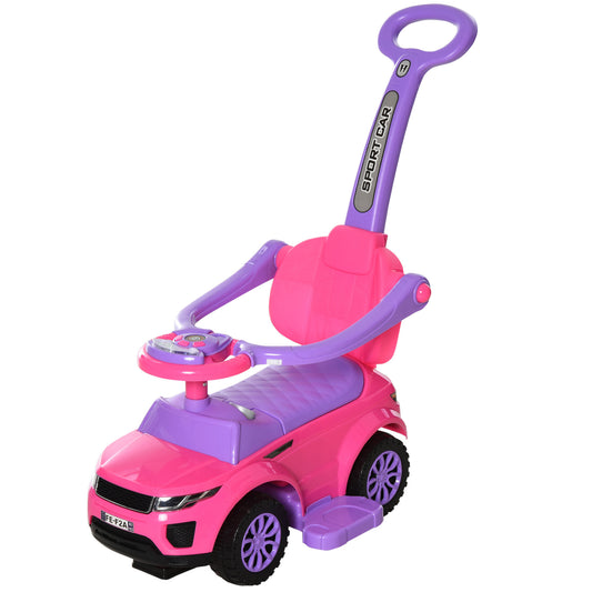 Aosom 3 In 1 Push Cars For Toddlers Kid Ride On Push Car Stroller Sliding Walking Car With Horn Music Light Function Secure Bar Ride On Toy For Boy Girl 1-3 Years Old