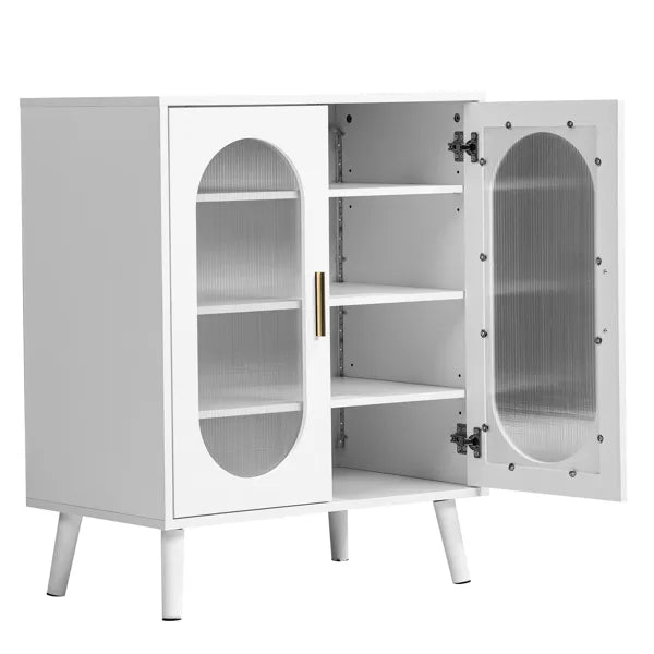 Two-door, Polycarbonate Sheet Shoe Cabinet With Four Internal Layers, USB LED Strip, And 24 Adjustable Buttons. Made Of Particleboard And Polycarbonate Sheet. Dimensions: 68*40*83.5 Cm. White