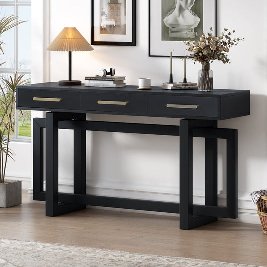 U-STYLE Elegant Console Table With Three Drawers  Extra Long Entryway Table For Entryway  Hallway  Living Room  Foyer  Corridor