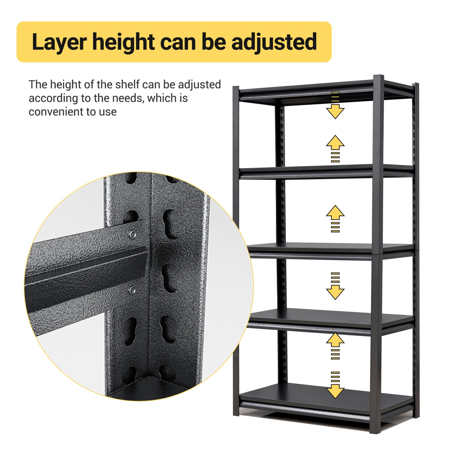 63 H  5 Tier Metal Shelves For Storage Garage Shelving 2000LBS Heavy Duty Storage Shelves Adjustable Garage Shelf Industrial Shelving Unit Storage Utility Rack,31.5 Wx15.7 Dx63 H,Black