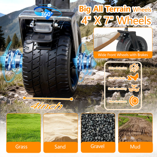 55  Heavy Duty Double- Layer Wagon With Brakes 560LBS Double Decker Wagon  650L Collapsible Wagons Carts With 7 X4 All- Terrain Wheels For Sports Camping Fishing Transport  Dark Blue