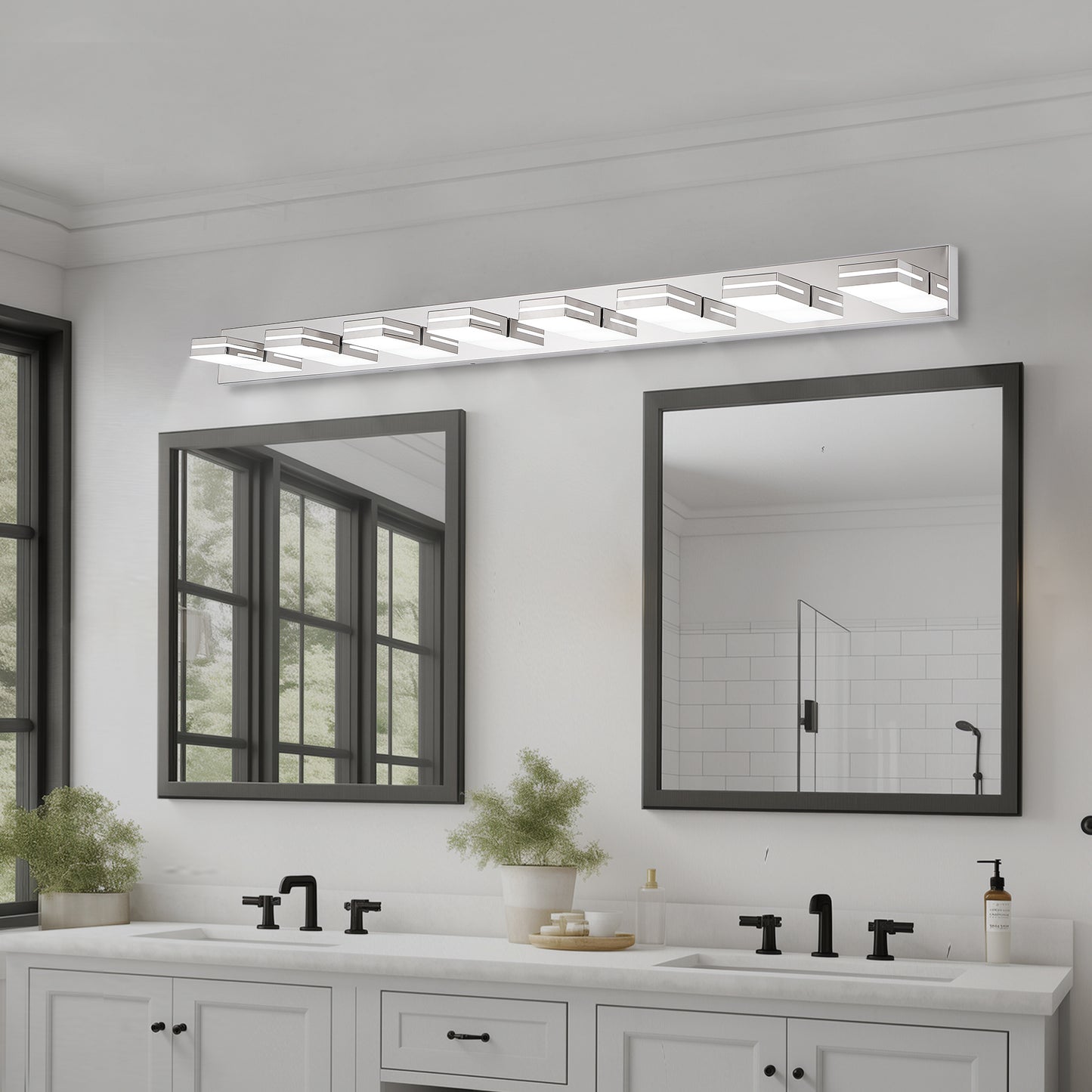 Modern Chrome LED Vanity Light, 8-Lights Wall Sconce For Bathroom And Mirror, Sleek Minimalist Design, Energy-Efficient, Easy To Install