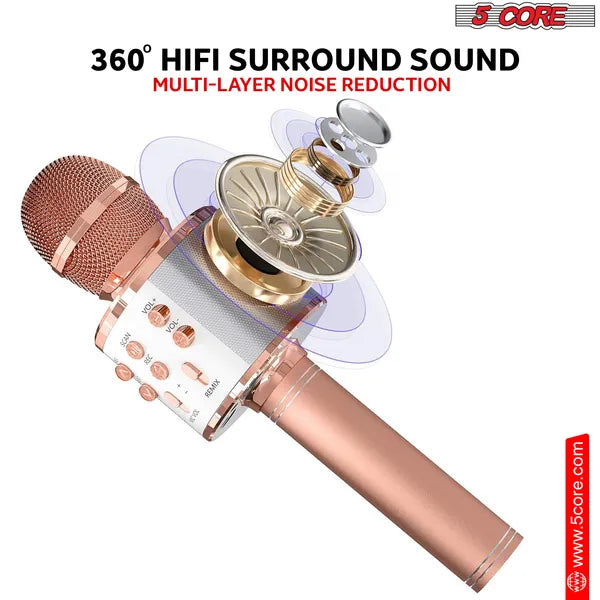5 Core Microphone Wireless Karaoke Mic With Speaker 3 In 1 Portable Bluetooth Microfono Inalambrico
