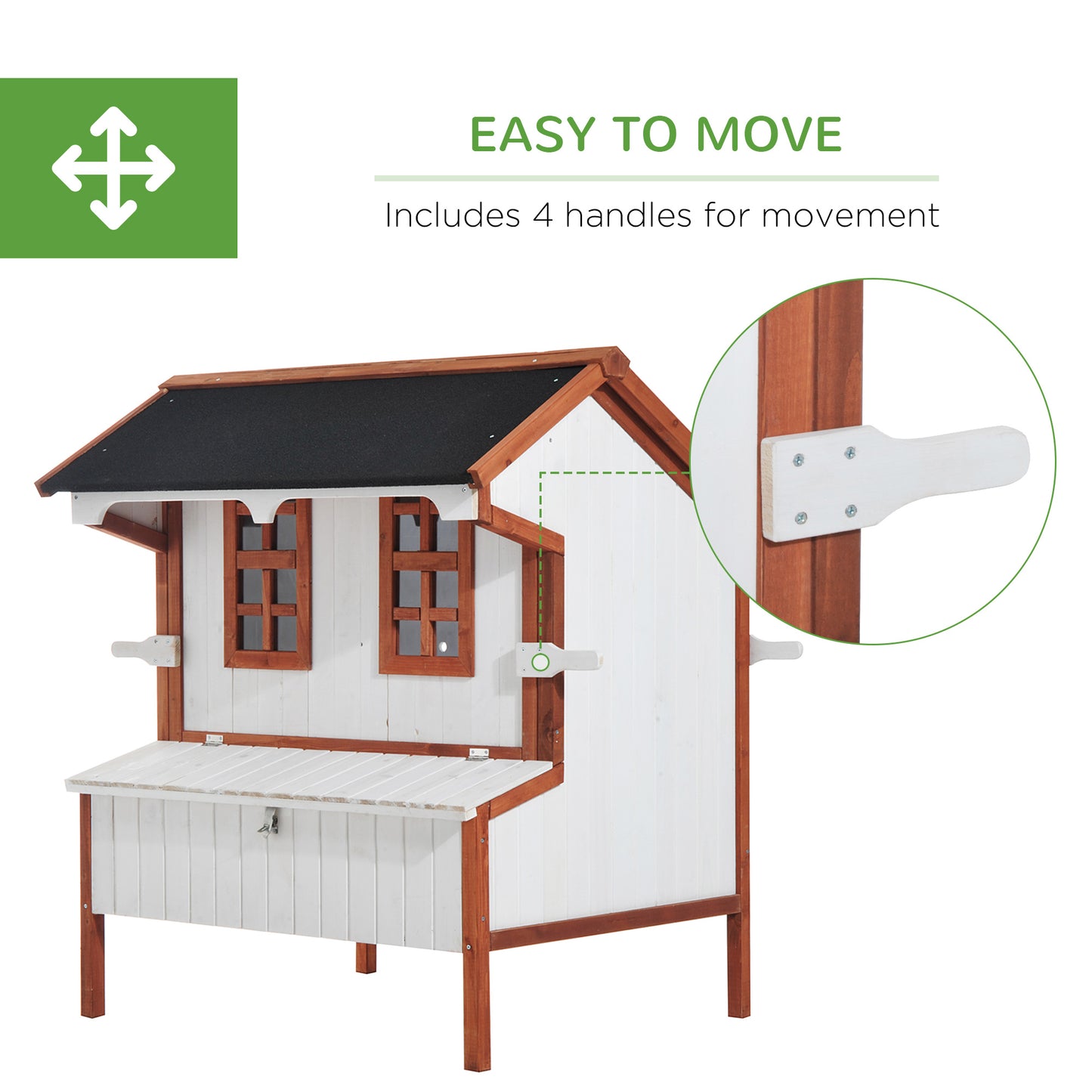 47" Chicken Coop Wooden Chicken House Rabbit Hutch Raised Poultry Cage Portable Hen Pen Backyard With Nesting Box And Handles